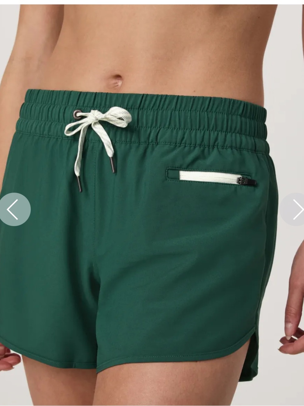 Vuori Forest Green Elastic-Waist Athletic Shorts with Contrast Drawcord